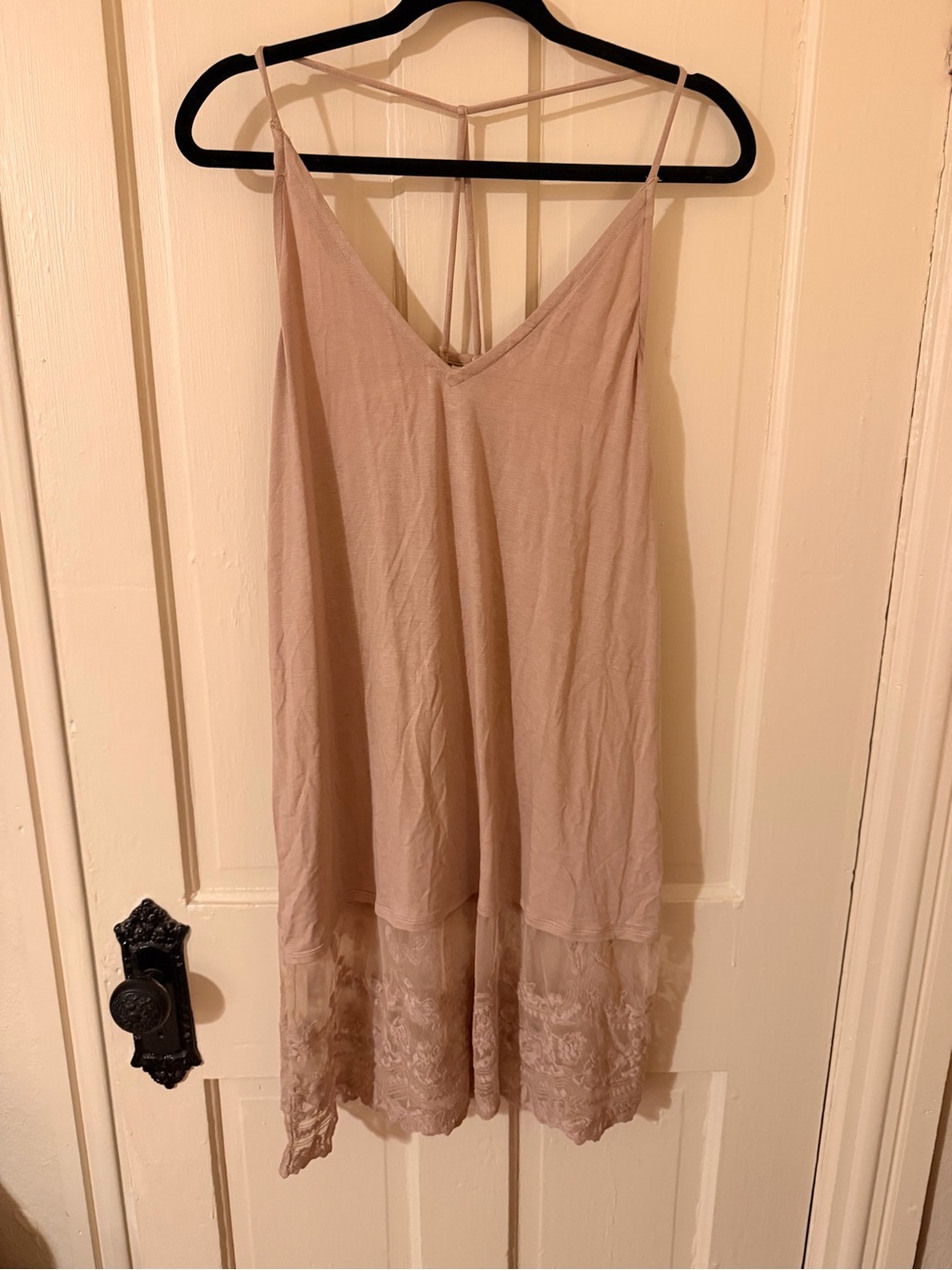 Women's Lace-Trim Slip Dress in Light Beige
